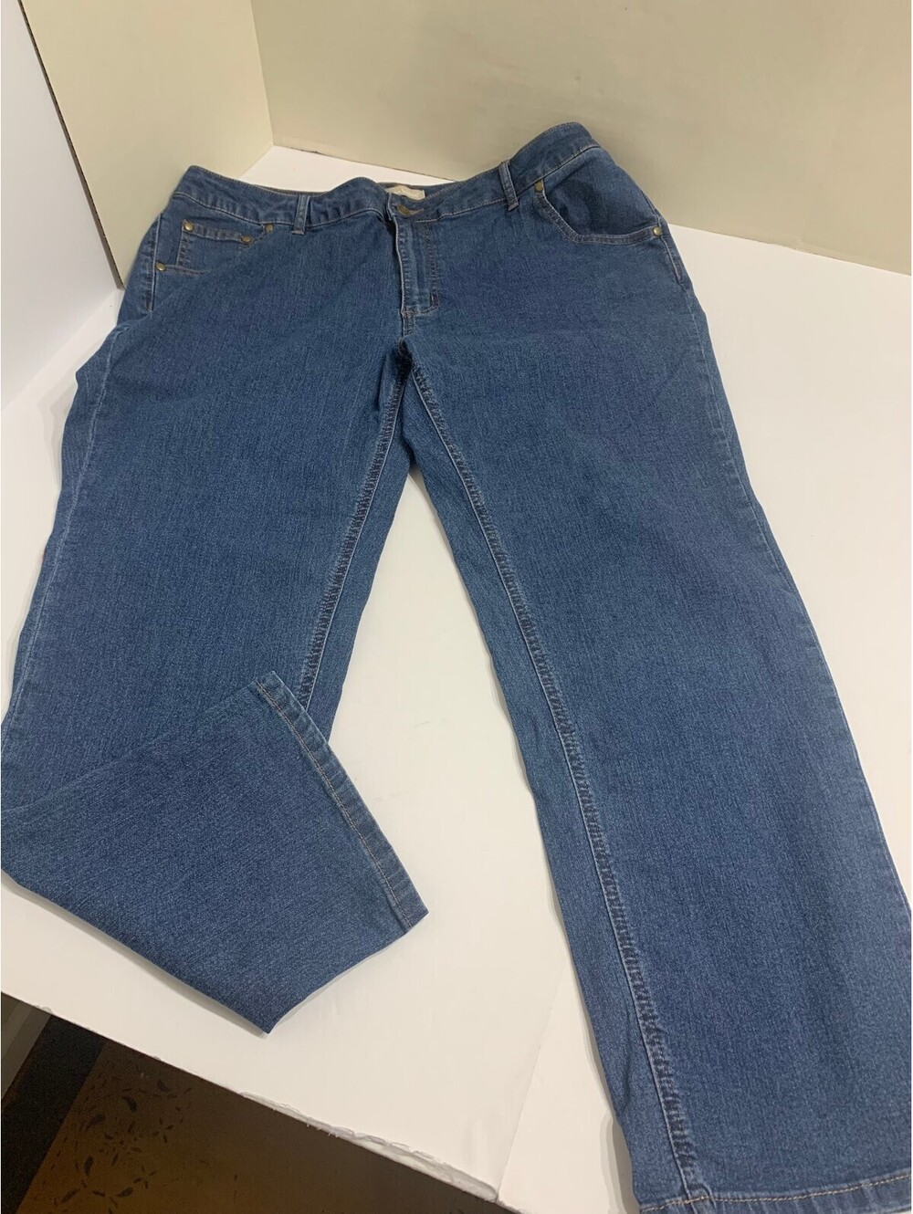 Woman Within Jeans 18W Petite Medium Wash Stretch Straight Leg Denim
